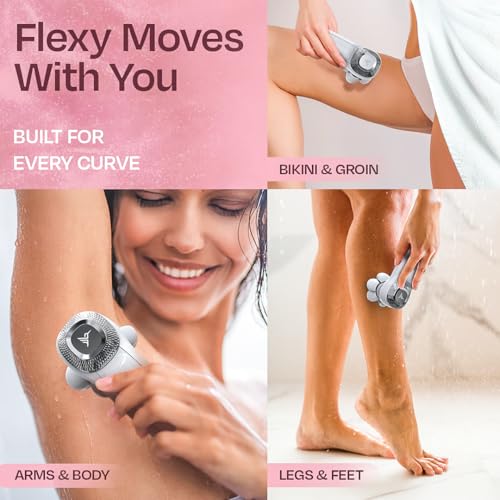 HUMMINGBIRD Flexy Electric Razors for Women ? Cordless Rechargeable Waterproof Electric Leg Shaver for Silky Smooth Legs, Hair Removal Kit, Exfoliator, Cleanser, Travel Case & Bikini Trimmer for Women