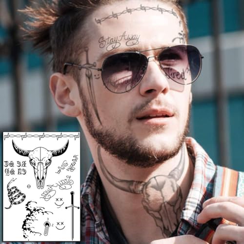 6 Sheet Halloween Temporary Tattoo Stickers - Waterproof Face Art