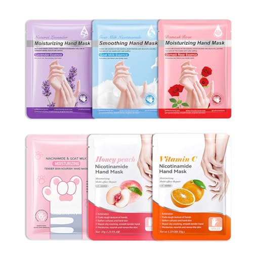 Hydrating Moisturizing Hand Mask Gloves for Dry Cracked Hands - 6 Pairs