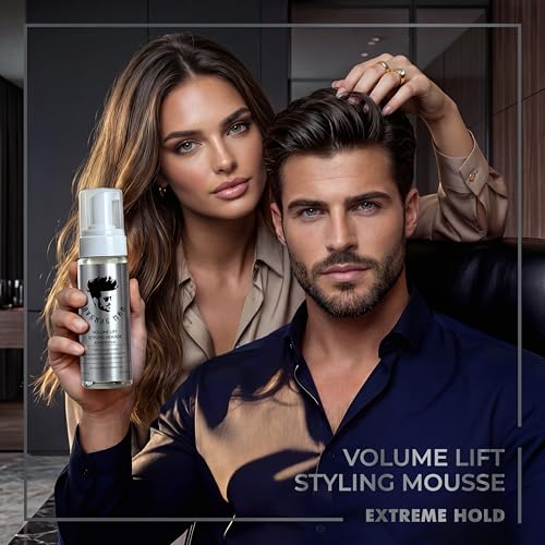Avenue Man Volume Lift Styling Mousse - Extreme Hold Hair Foam with Argan Oil & Silk Protein - 5.07 oz