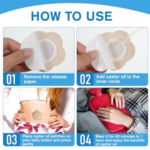 50 Pcs Castor Oil Belly Button Patches Self-Adhesive