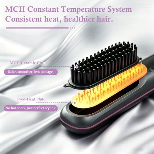 Vitarielle Cordless Hair Straightener Brush 4-in-1 Wet Dry Ionic Styling