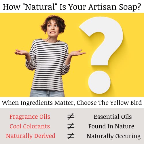 The Yellow Bird Natural Charcoal Soap Bar for Face, Body, Acne, and Sensitive Skin. Handmade with Organic Ingredients & Essential Oils