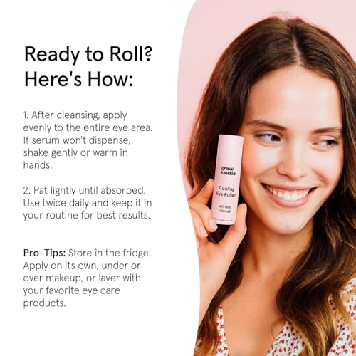grace & stella Under Eye Brightener with Cooling Metal Rollerball - Centella Asiatica & Caffeine Eye Serum for Puffy Eyes - Travel Essentials - Under Eye Cream - Vegan Skincare (15ml / 0.51floz)