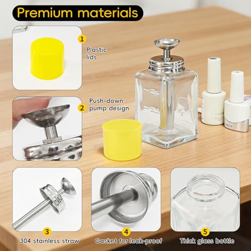 6oz Glass Pump Dispenser Bottle with Push-Down Metal Cover