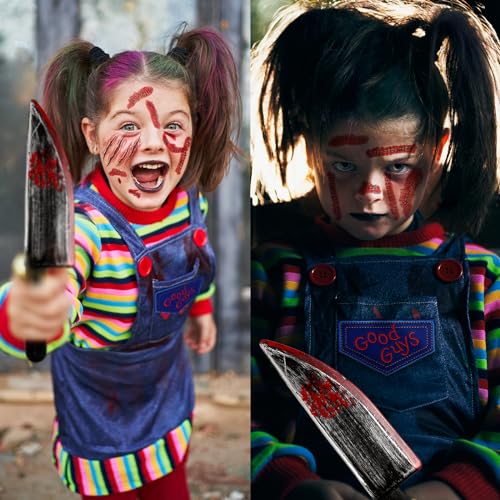Fake Knife with Fake Blood & Tattoo Stickers Halloween Costume Props