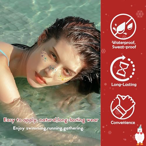 Christmas Glitter Freckle Tattoo Stickers - 12PC Waterproof