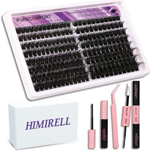 DIY Lash Extension Kit, 192 Cluster Lashes 2 Densities (150P/200P) 10-18mm Mixed Length, Knot-Free Handmade Lashes with Bond/Seal Glue, Remover & Tweezers, Beginner-Friendly for Daily & Party Looks