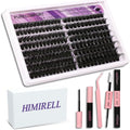 DIY Lash Extension Kit, 192 Cluster Lashes 2 Densities (150P/200P) 10-18mm Mixed Length, Knot-Free Handmade Lashes with Bond/Seal Glue, Remover & Tweezers, Beginner-Friendly for Daily & Party Looks