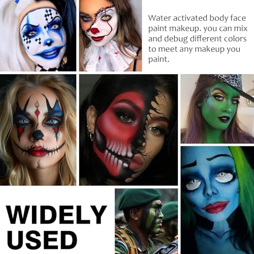 White Black Red Foundation Face Body Paint, Halloween Makeup Face Painting Kit with Painting Brushes and Makeup Sponge for Women&Men Goth Clown Vampire Joker SFX Cosplay Party-30g