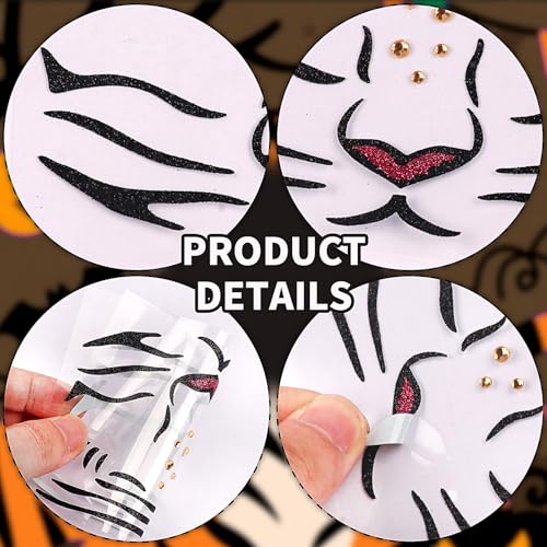 Tiger Face Glitter Stickers - Temporary Tattoos for Halloween