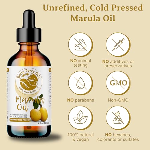 Bella Terra Oils - Marula Face Oil 4oz - The Touch of Nature's Purest, Packed with Vitamin B & Vitamin A, A Glow-Boosting Sensation