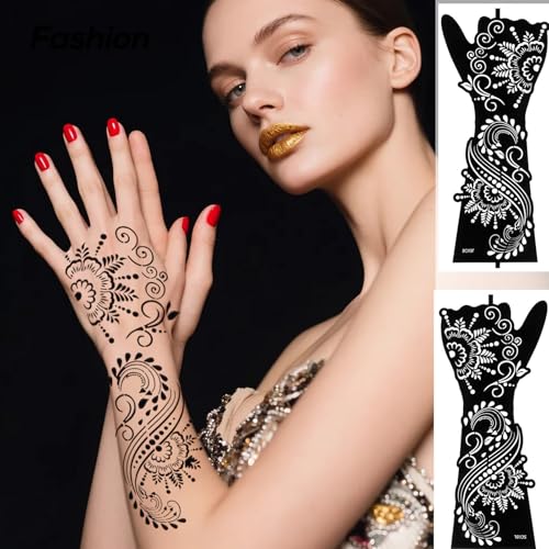 Henna Tattoo Stencil Kit - 10 Sheets Self-Adhesive Templates
