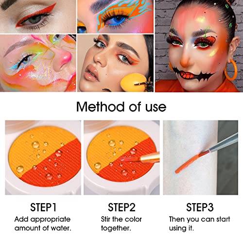 Water Activated Eyeliner Palette - Neon Orange & UV Glow