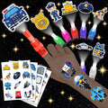 72 PCS Police Party Favors ? 48 PCS Luminous Tattoos & 24 PCS LED Finger Lights Combo ? Birthday Goodie Bag Fillers, Party Supplies, Gifts Light Up Toys Glow In The Dark for Boys and Girls