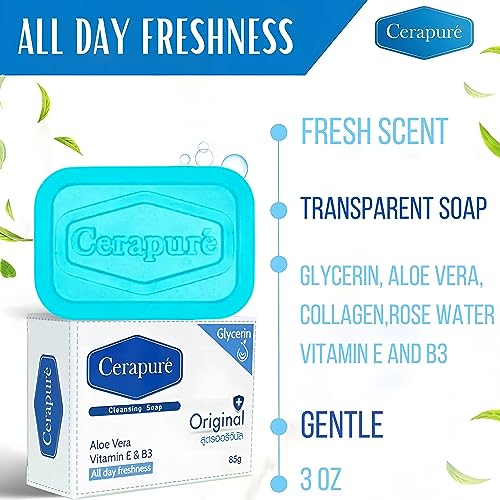 Cerapure Glycerin Soap Bars For Men Women Clear Transparent Bath Soap Bar For Dry Skin Formular Cleanse And Moisturize Skin All Day Freshness (1)