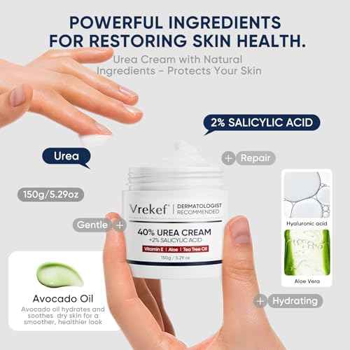 Urea Cream 40 Percent for Feet Maximum Strength, Urea Cream 40% Plus Salicylic Acid 2%, Foot & Hand Cream for Dry Cracked