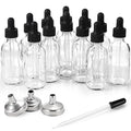 12 Pack 2oz Glass Dropper Bottles w/ Funnels & Labels