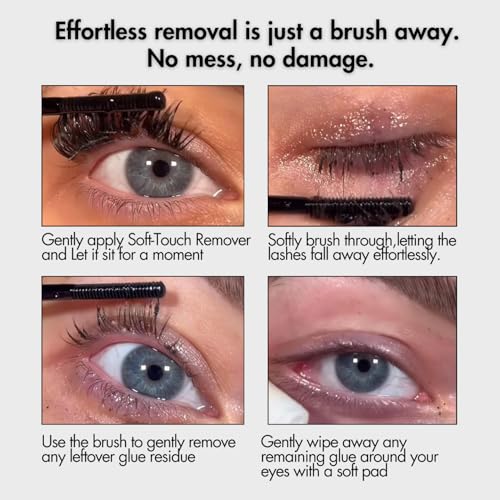 Gazelle Softouch Eyelash Glue Remover, Plant-Based EyesCluster Lash Remover for Individual False Lashes - Safe for Sensitive Bond and Wispys, 2x More Effective, Gentle Non-irritating