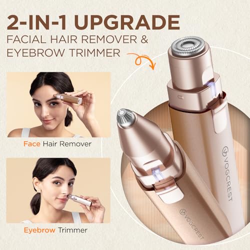 Rechargeable Facial Hair Remover & Eyebrow Trimmer for Women - 2 in 1 Electric Personal Grooming Tool