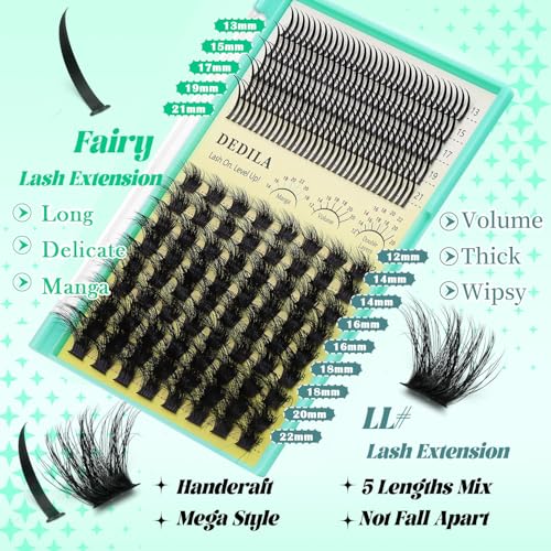 16Rows 80D Wispy Individual Cluster Lashes Fluffier DIY Eye Lashes Extensions 320 Pcs Makeup Volume Eyelashes Mixed 10-18mm Easy Grafting (80D-Mixed 10-18mm)
