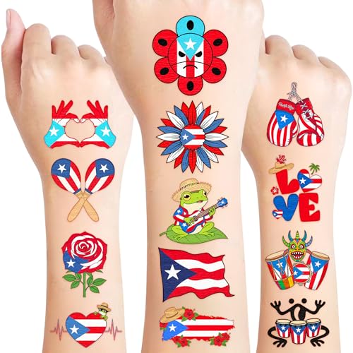 96 Puerto Rico Temporary Tattoos - Flag & Island Designs
