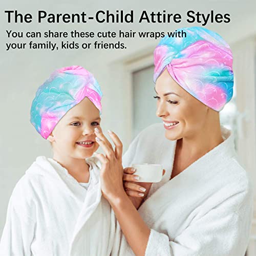 RETON 4 Pack Microfiber Hair Drying Towels with Buttons