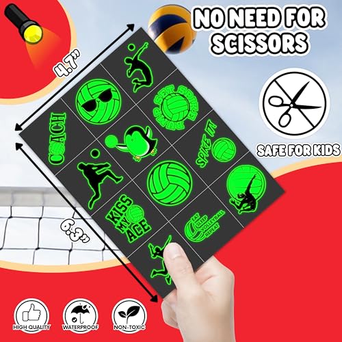 96 Pcs Glow in Dark Volleyball Temporary Tattoos for Kids