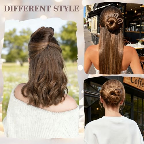 French Hair Pins 6 Pack - Large U-Shaped French Twist Hair Clips in Light Khaki & Brown