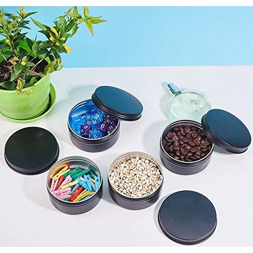 3 oz.Tins Black Aluminum Metal Tin Round Screw Top Lid Containers Jars Metal Storage Tin Jars Aluminum Tin Cans Travel Storage Tins,for Lip Balm DIY Cosmetics Salves, 3oz./3 Ounce/90 ML,18 Pack