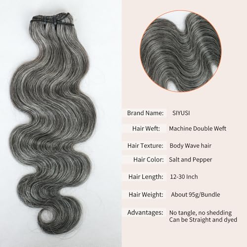12 Inch Salt and Pepper Wavy Curly Human Hair Bundle - SIYUSI