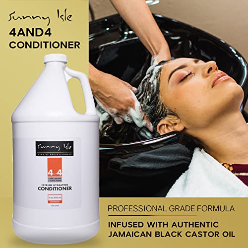 Sunny Isle 4AND4 Conditioner 1 Gallon | Professional Grade Formula | Paraben & Sulfate Free | 4 Distinct Humectants & 4 Essential Vitamins | For Dry Brittle Hair