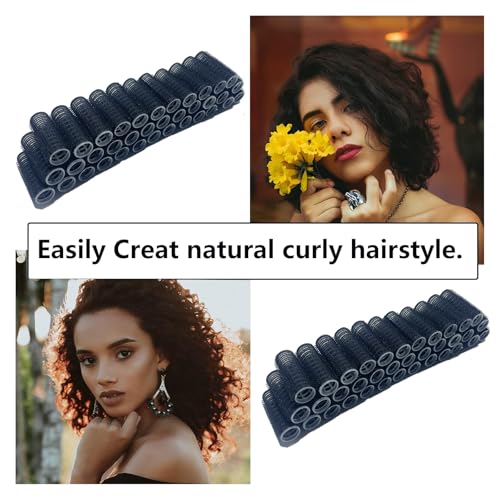 36-Piece Heatless Hair Rollers with Rat Tail Comb - Black