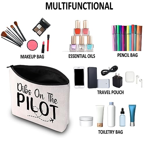 G2TUP Pilot Girlfriend Gift Dibs On The Pilot Makeup Bag Pilot Wife Cosmetic Bag I Love My Pilot Gift (Dibs On The Pilot MB)