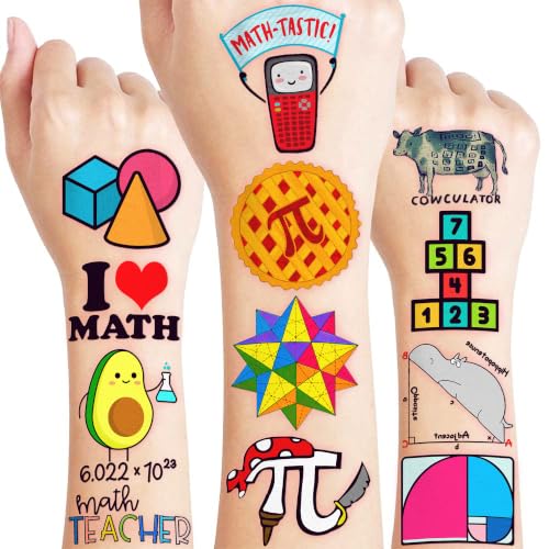 96 PCS Math Temporary Tattoos for Kids - Formula Symbols