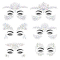 Mermaid Face Gems Stickers - 6 Sets Rainbow Rhinestone Jewels