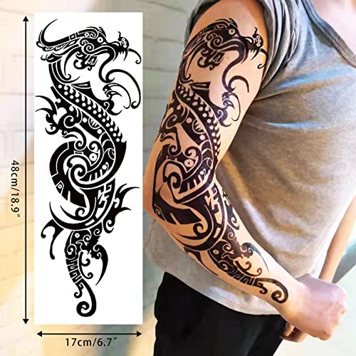 Halloween Full Arm Temporary Tattoos - 12 Sheets Waterproof