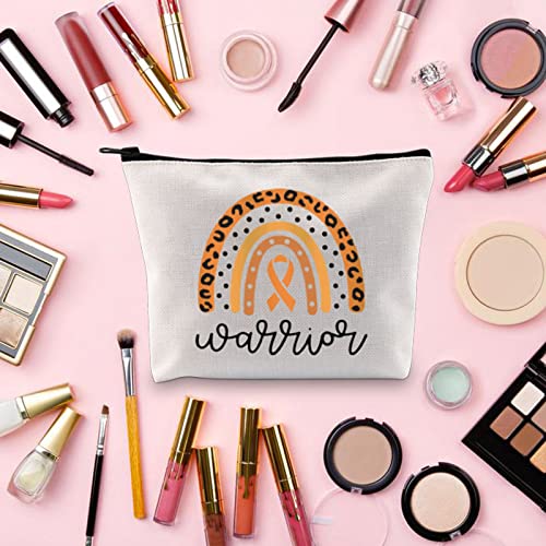BLUPARK Leukemia Awareness Makeup Bag Leukemia Survivor Gift Leukemia Warrior Gift Orange Ribbon Support Zipper Bag (Leukemia Warrior)