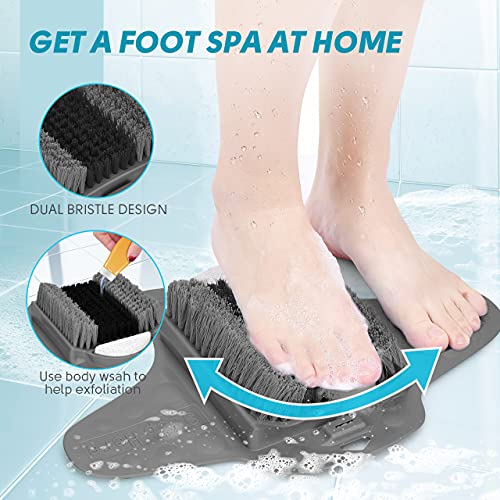 BESKAR Shower Foot Scrubber Mat with Built-In Pumice Stone & Suction Cups