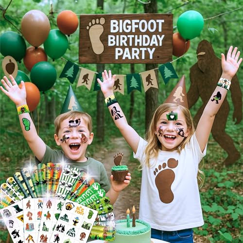 Bigfoot Party Favors Set - 48 Tattoos & 24 Slap Bracelets