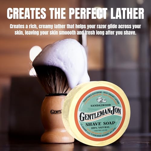 Gentleman Jon Sandalwood Shaving Soap - 2.25oz Premium Men's Wet Shave Puck