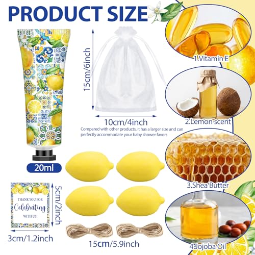 25-Piece Lemon Baby Shower Favors Set with Soap, Cream & Gift Bags
