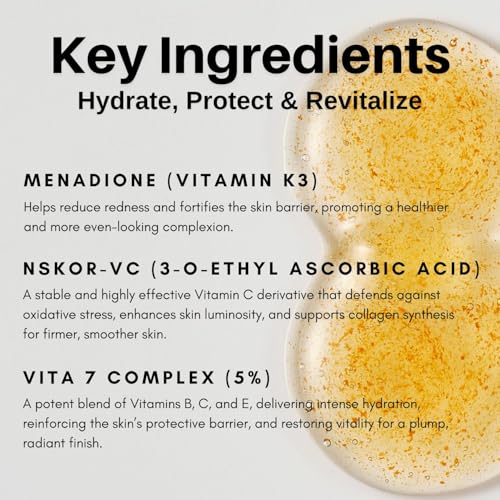 Luminous Elixir Dual Serum for Face with 5% of Vita 7 Complex, Hyaluronic Acid, Vitamin K3 & CoQ10 Sea buckthorn oil, Hydrating & Skin Barrier Repair Anti-Redness Vegan Korean Skincare 50ml