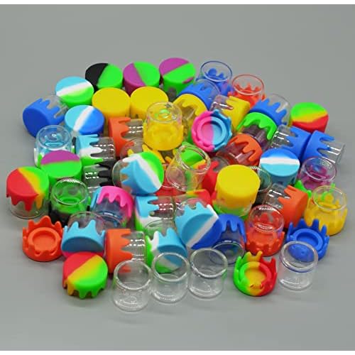 6ml Silicone Glass Wax Containers Airtight with Silicone Lid Concentrate Jar Multi Use (100)