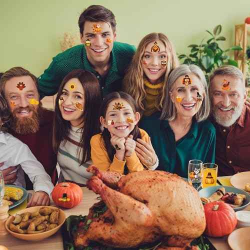 117PCS Thanksgiving Temporary Tattoos for Kids, 9 Sheets Thanksgiving Stickers Turkey Pumpkin Leaves Nuts Patterns, Fall Tattoos Stickers for Harvest Gathering Party Favors Accessories Decorations