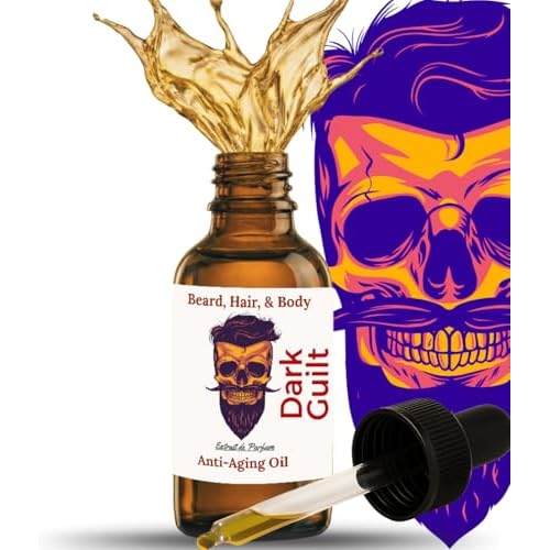 Luxury Cologne Oil - 2oz Anti-Aging Blend with Plant Retinol for Beard, Skin & Hair (Guilty Black)