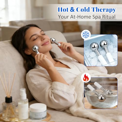 ideayard Under Eye Ice Globes Facial Massager, Stainless Steel Cooling Stones