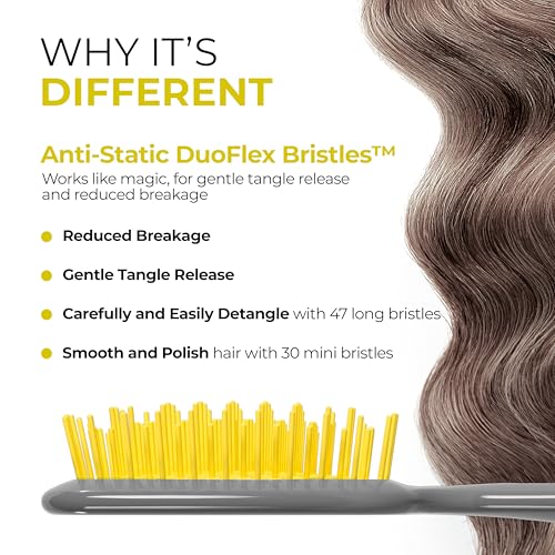 FHI Heat UNbrush Detangling Brush for Pain-Free Brushing on All Wet or Dry Hair Types — Durable DuoFlex Anti-Static Bristles, Lightweight Handle, Vented Hair Brush, Sun Ceremony