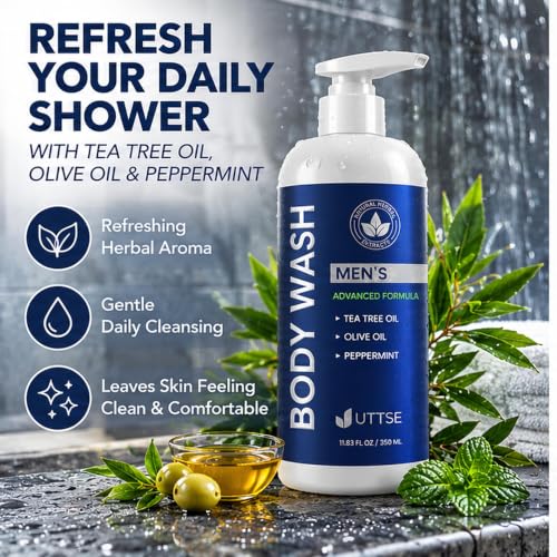 Uttse Tea Tree Peppermint Body Wash for Men 11.8 fl oz / 350 mL