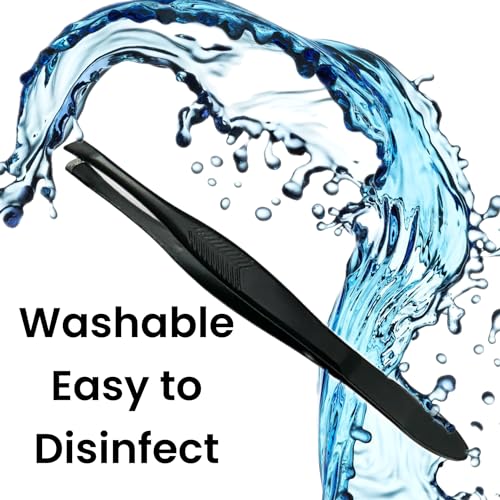 Premium Slant Tip Stainless Steel Tweezers for Eyebrows — Ribbed Grip, Professional Facial Hair Removal
